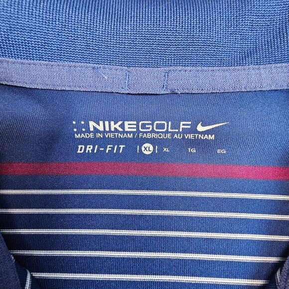 Nike Golf Polo Shirt Men's XL‎ Blue Red Striped Torres Blancas Golf Club Spain - Picture 8 of 11